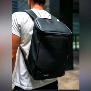Venque Amsterdam Water Resistant 15” Laptop Backpack fabric Real Leather Top 19L